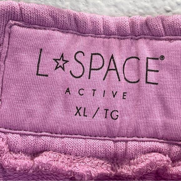 L*Space Home Stretch Colorblock Stripe Jogger Sweatpants Mauve Tan White - Picture 6 of 10